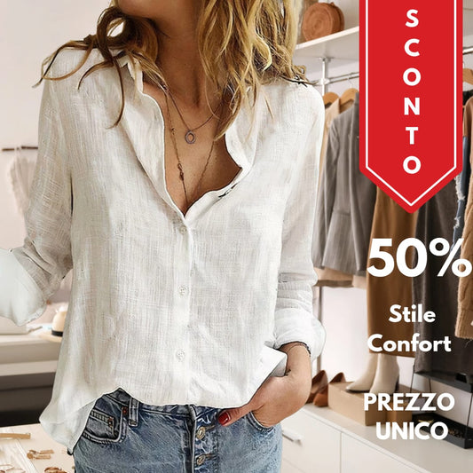SALLY Blusa fatta a mano in lino naturale