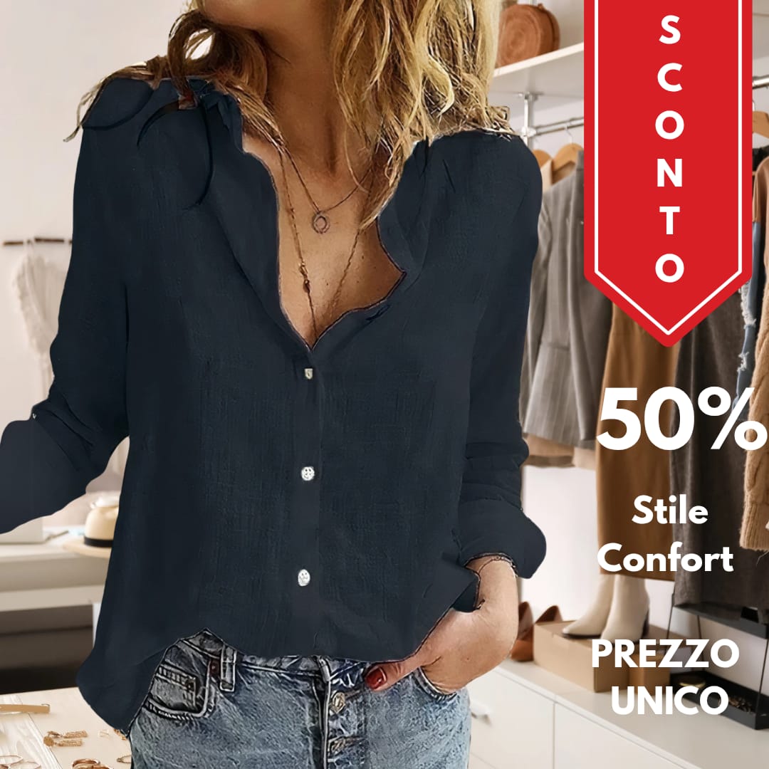 SALLY Blusa fatta a mano in lino naturale