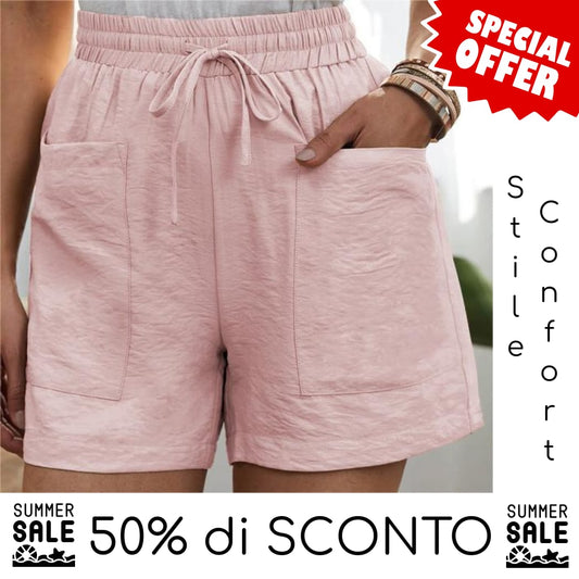KATE Pantaloncini larghi, casual e solidi con due tasche