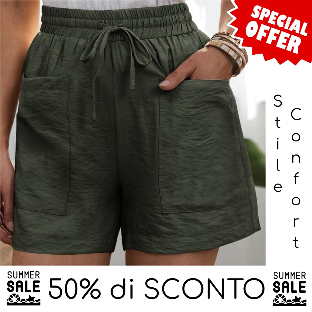 KATE Pantaloncini larghi, casual e solidi con due tasche